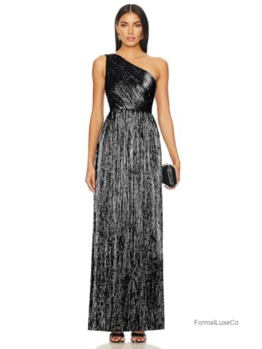 Elegant One Shoulder Pleated Maxi Formal Evening Party Gown